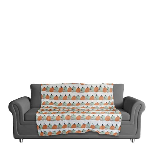 Thankful Pumpkins Coral Fleece Throw